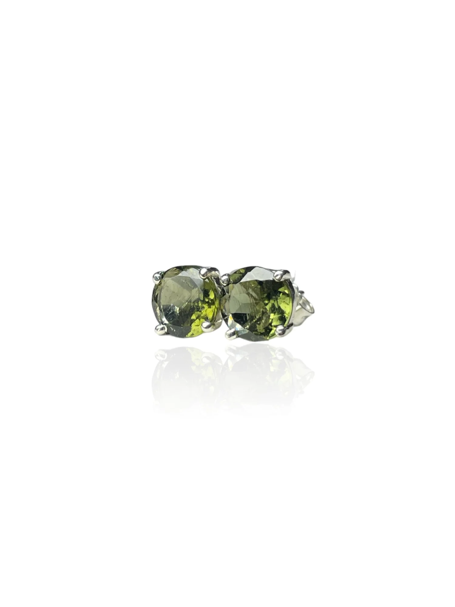Moldavite earrings round