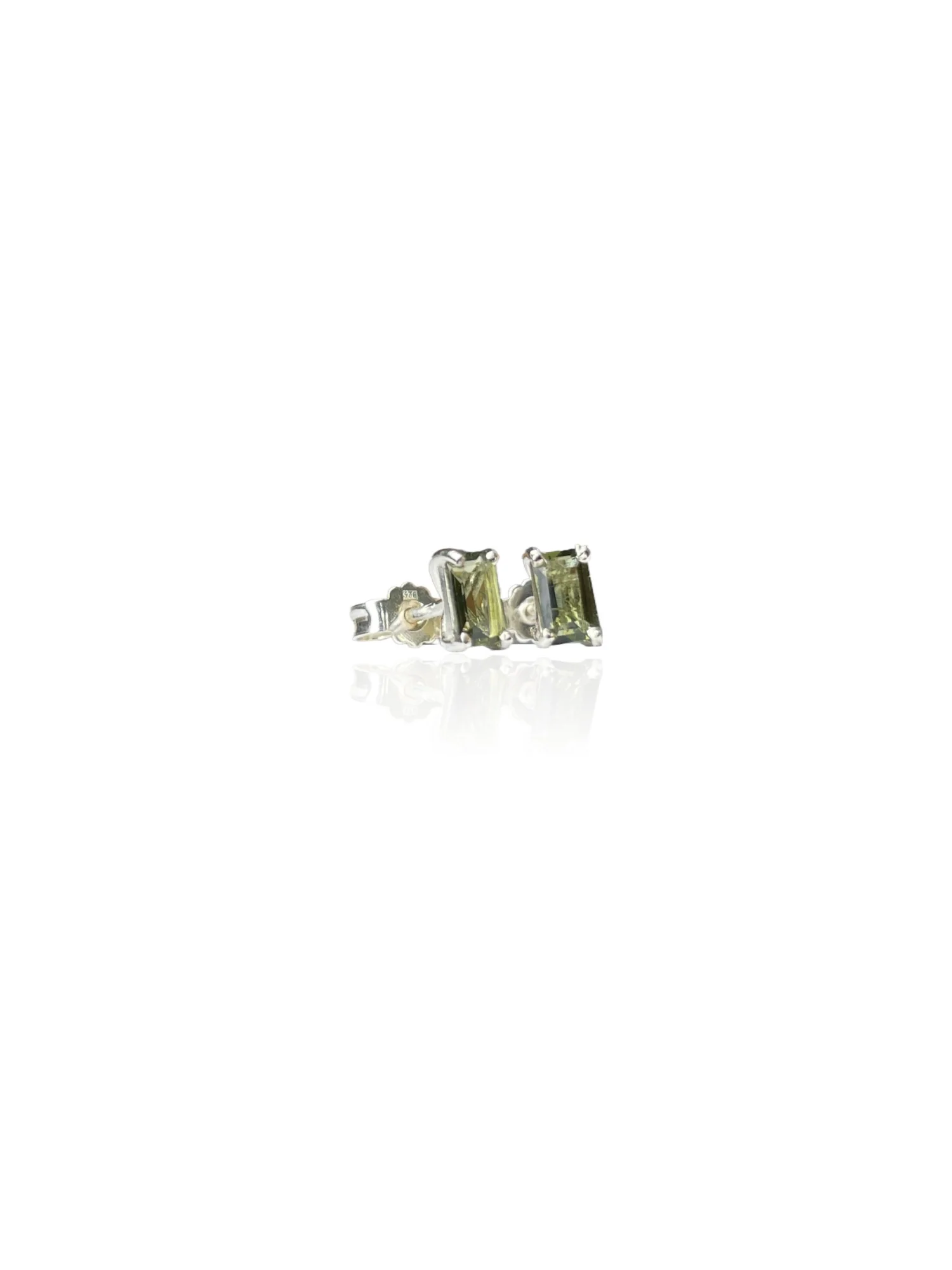 Moldavite earrings rectangle