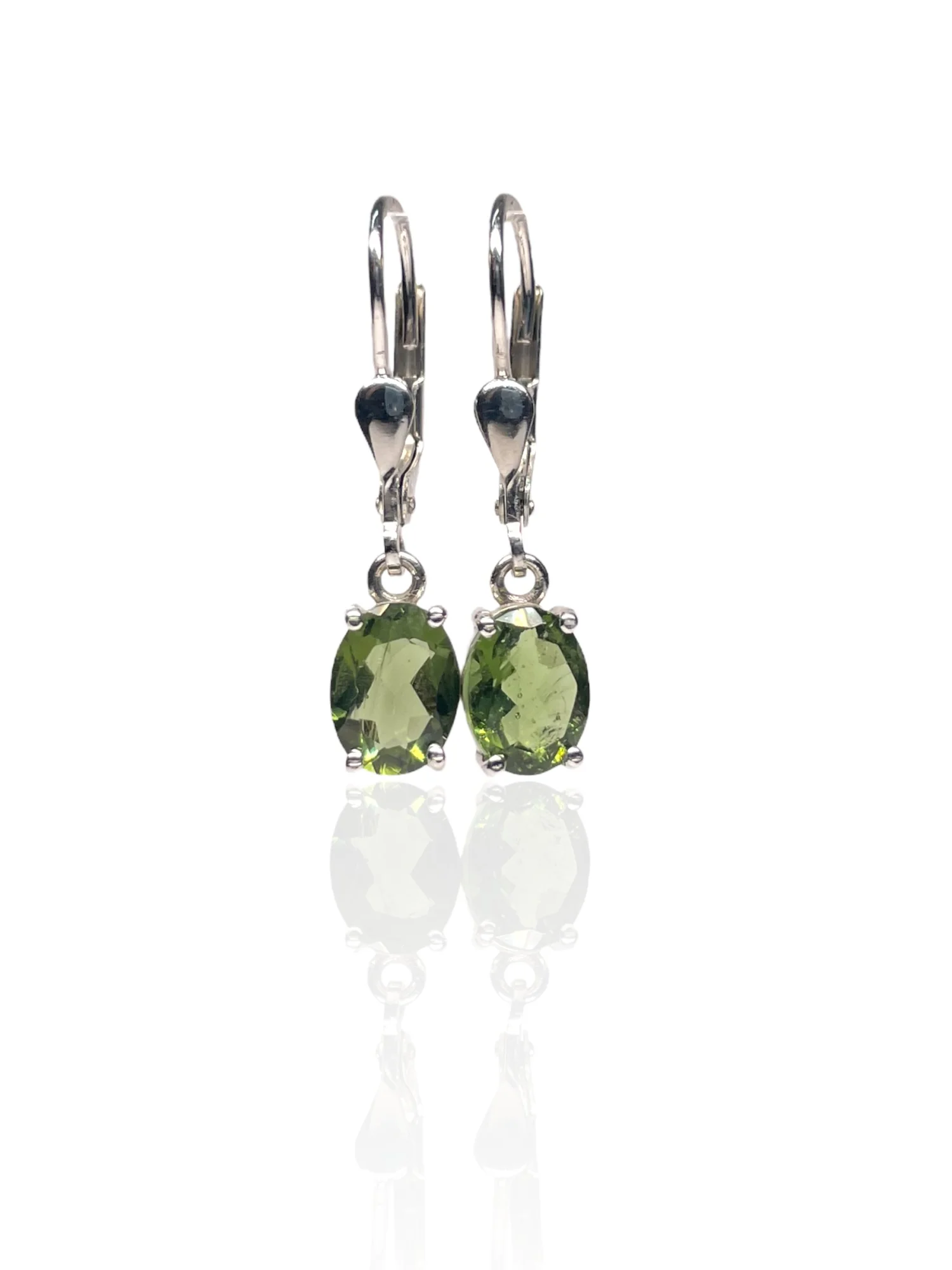 Moldavite earrings oval