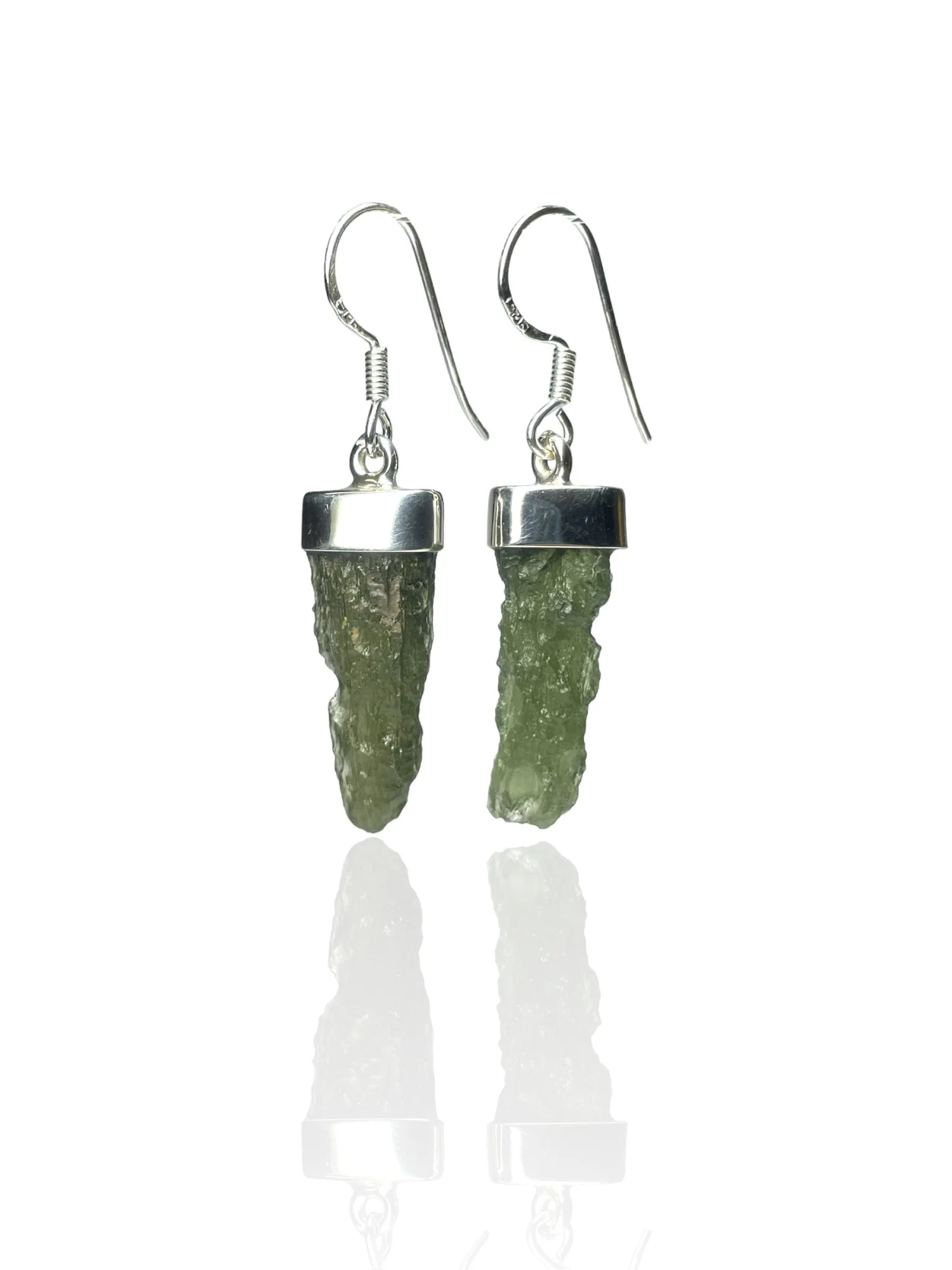 Moldavite earrings rough