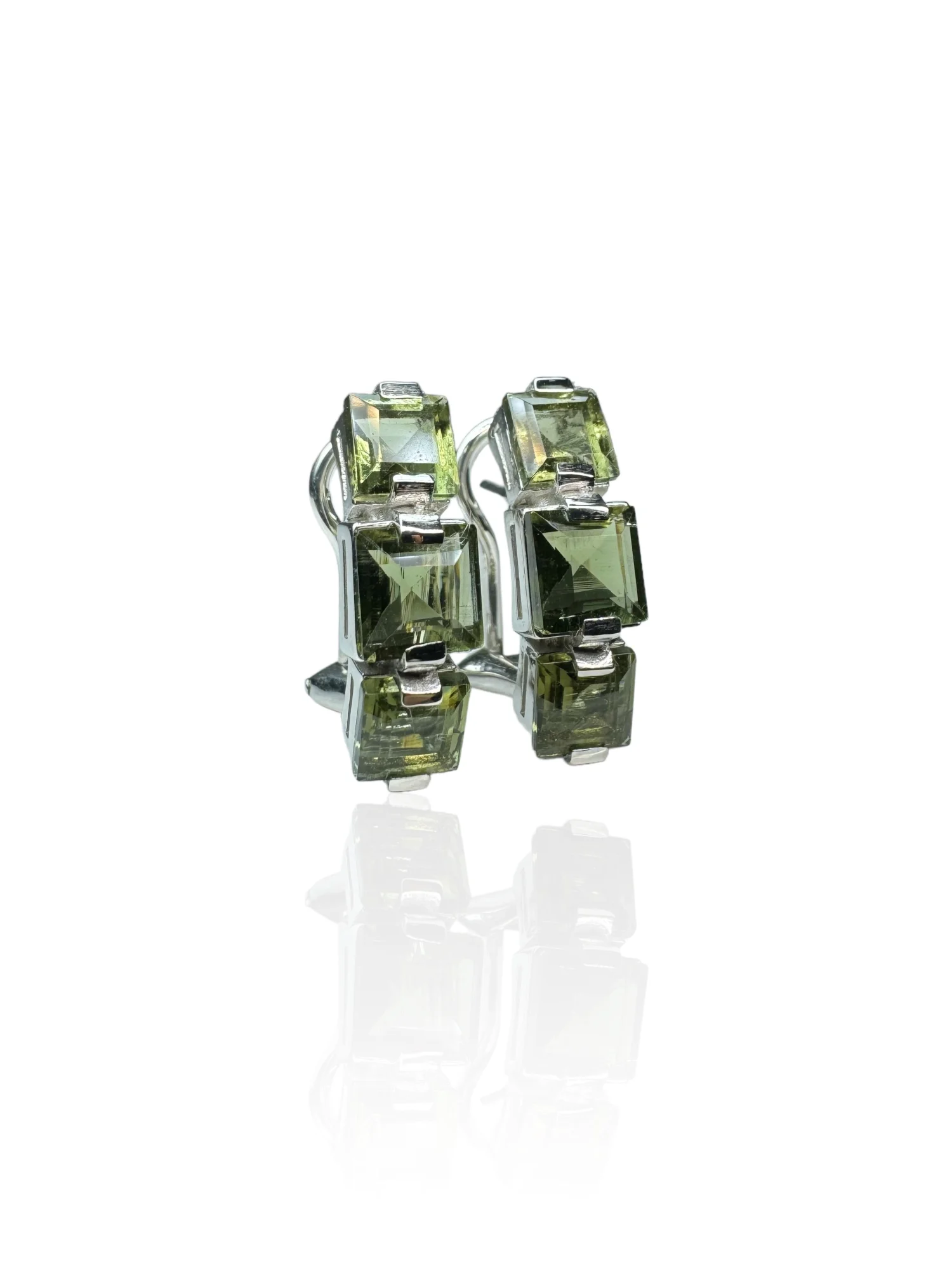 Moldavite earrings square