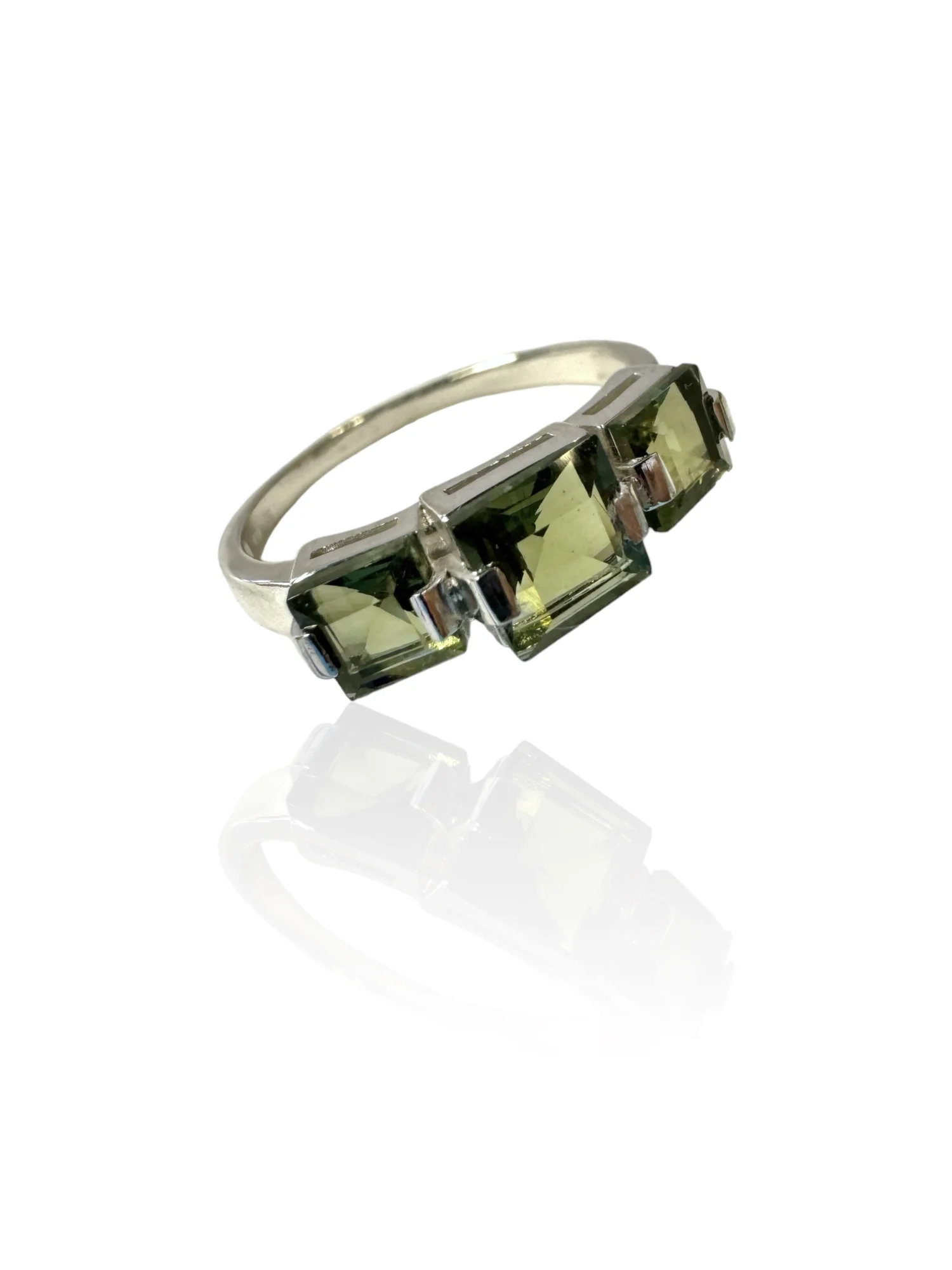 Moldavite ring square