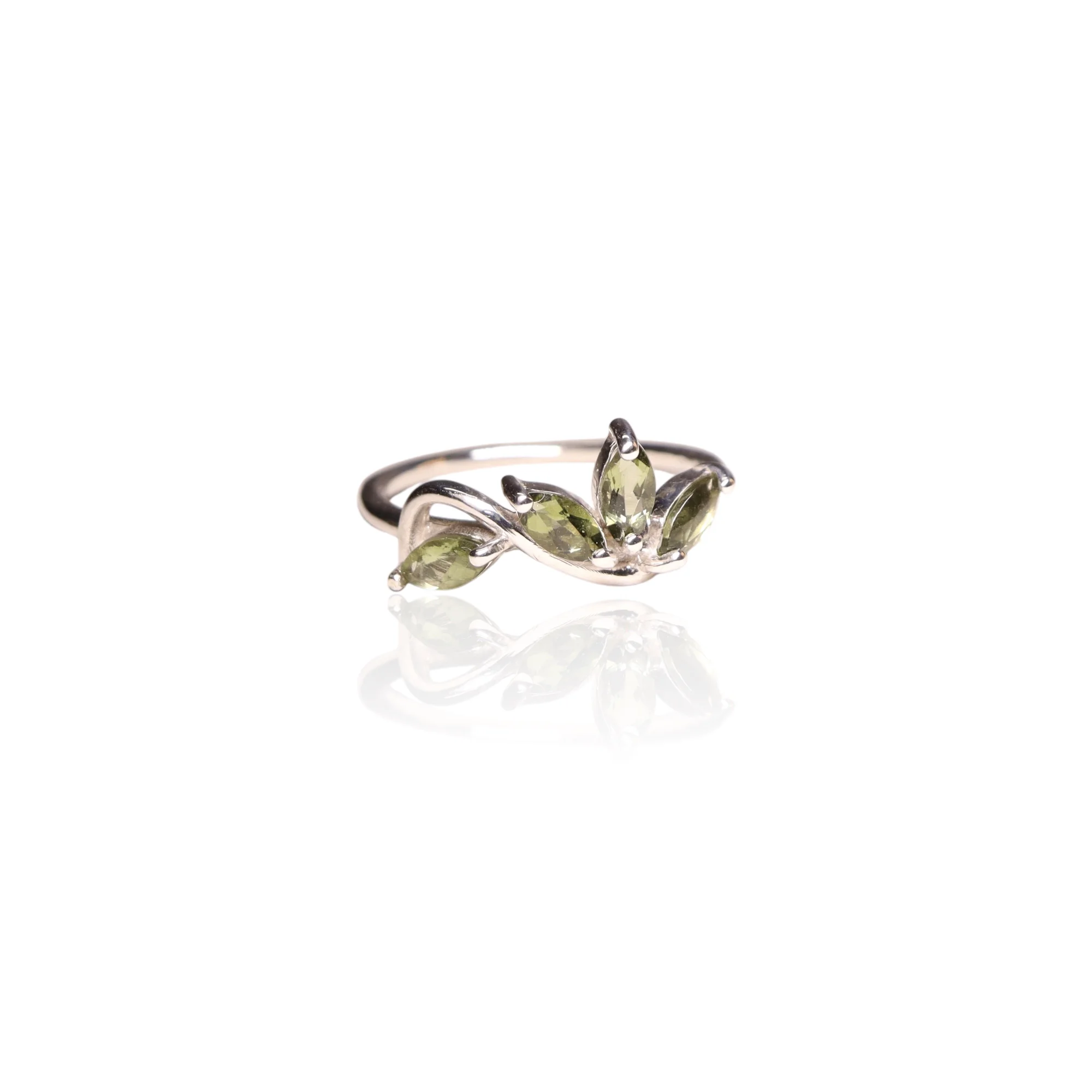 Moldavite ring marquise