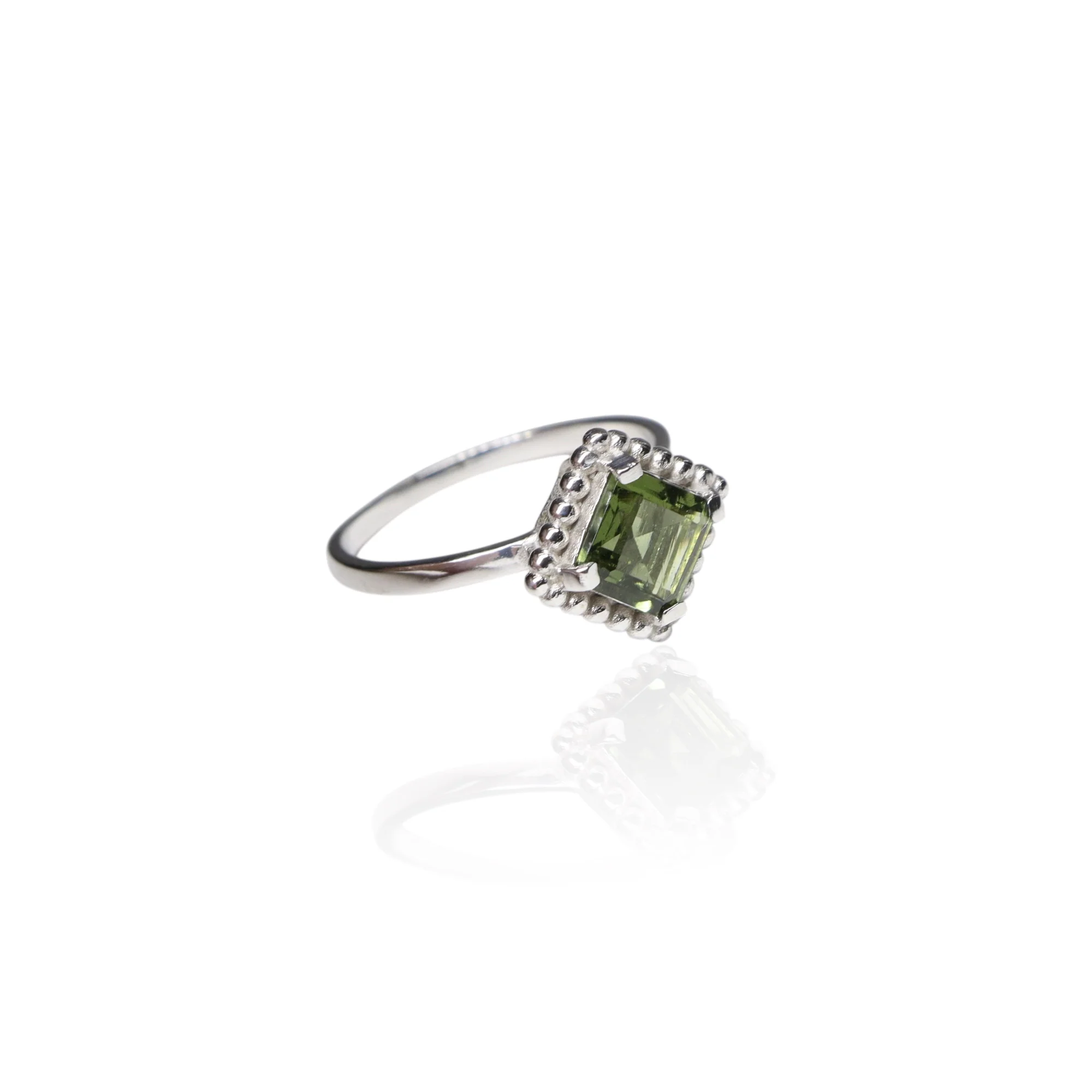 Moldavite ring square