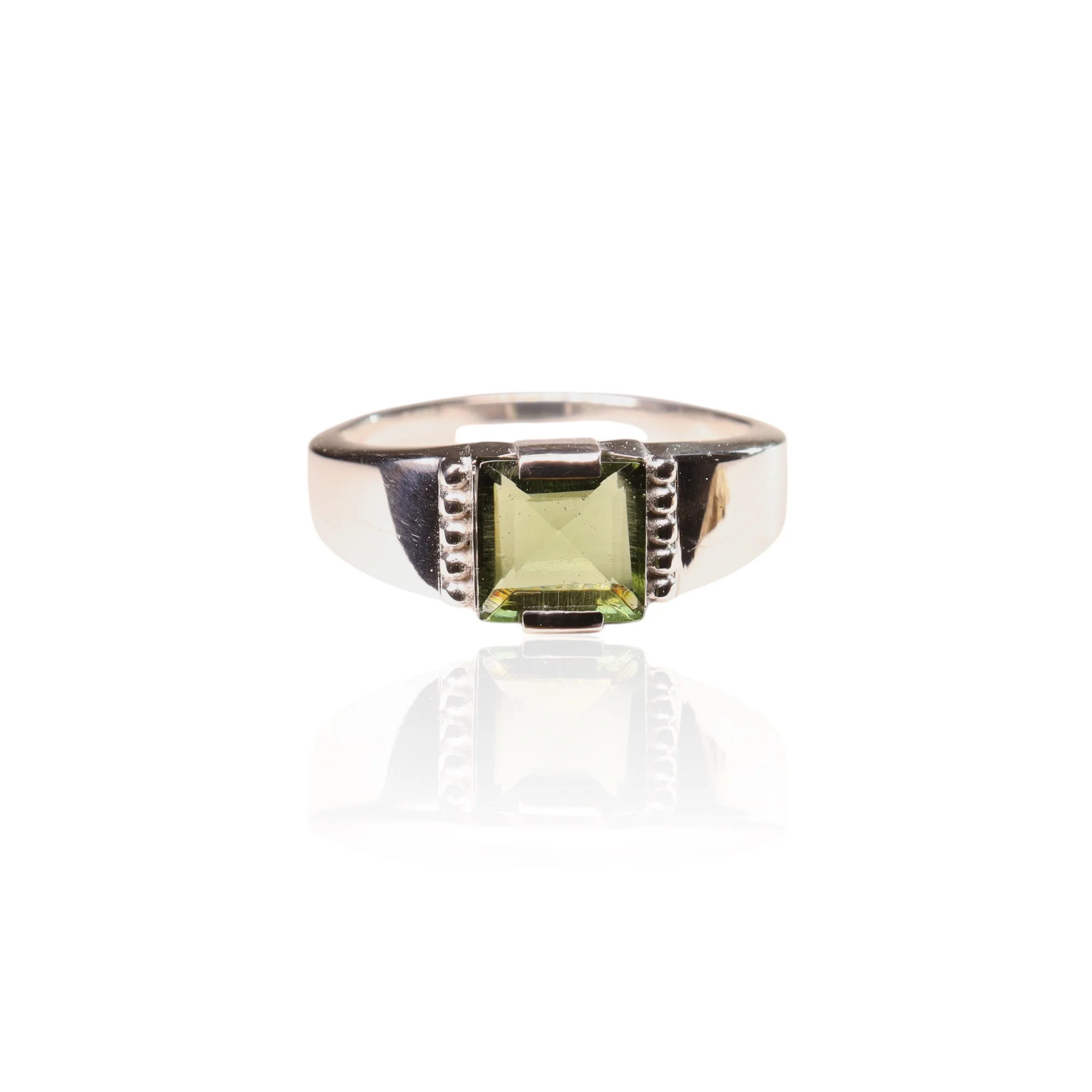 Moldavite ring square
