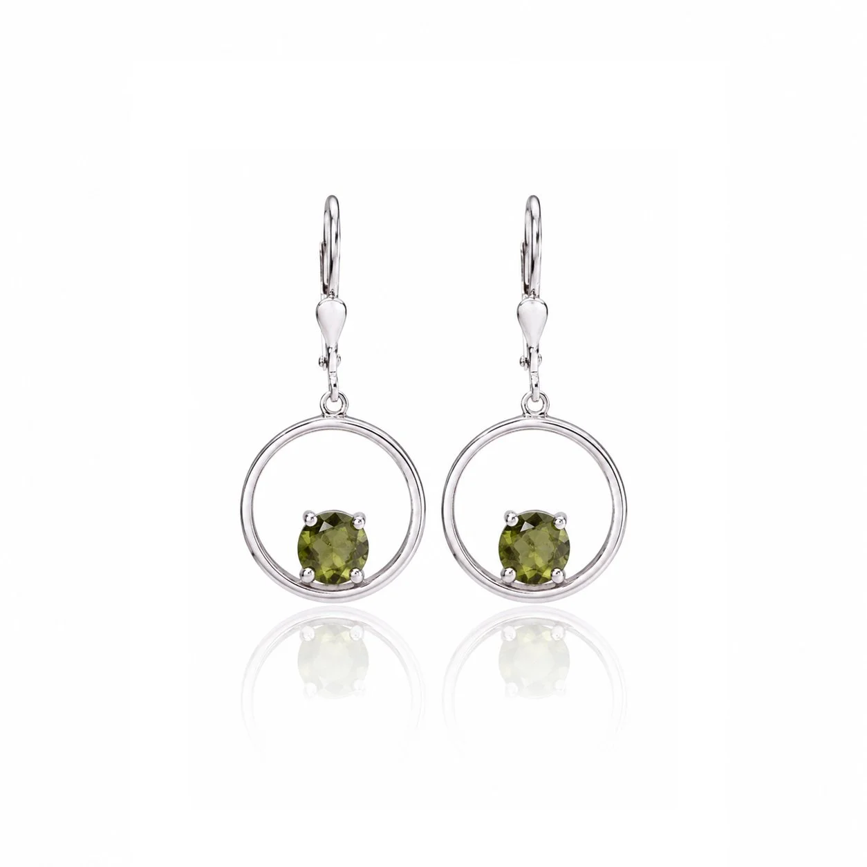 Moldavite earrings round