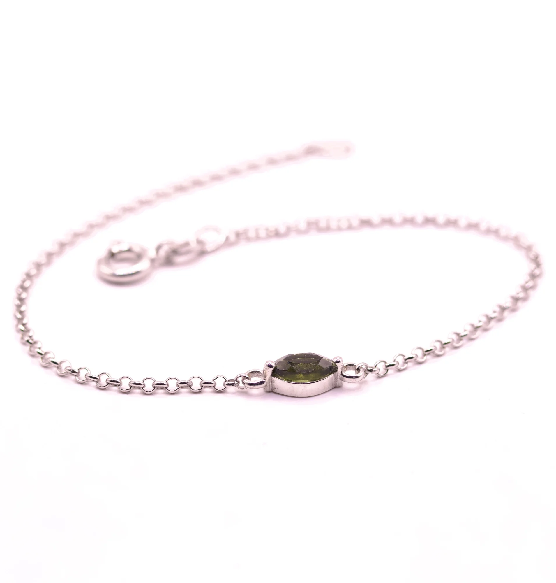 Moldavite bracelet marquise